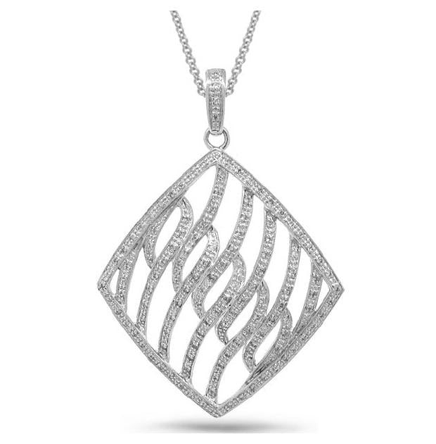 0.65 Ctw 14k White Gold Diamond Pendant Necklace With 18 Inch Chain