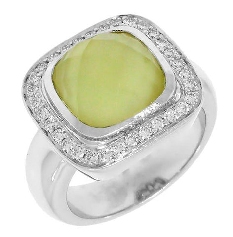 0.35 Ctw Diamond And Yellow Quartz 18k White Gold Ring