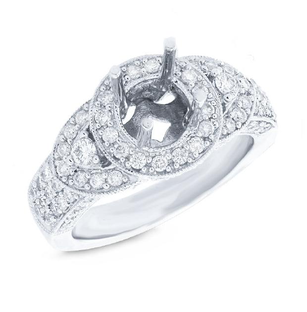 1.30 Ctw 18k White Gold Diamond Semi-mount Ring