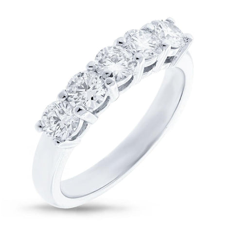 1.20 Ctw 14k White Gold Diamond Womens 5 Stone Ring