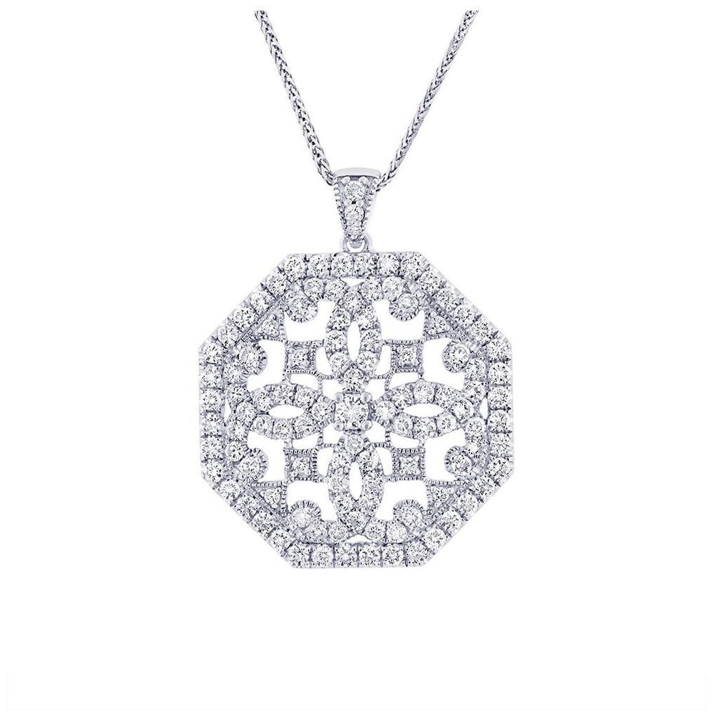 1.75 Ctw 14k White Gold Diamond Pendant Necklace With 18 Inch Chain