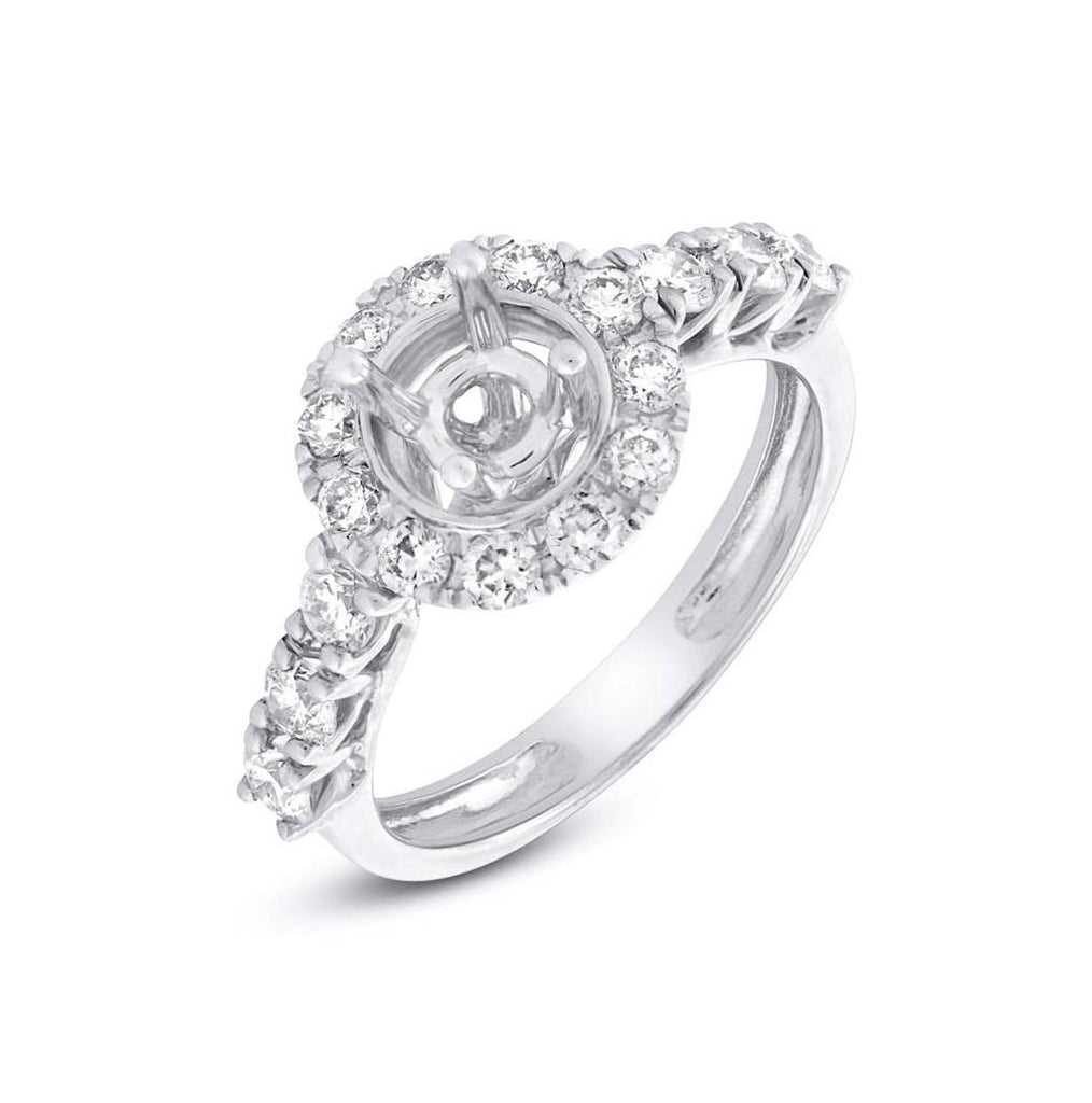 0.87 Ctw 18k White Gold Diamond Semi-mount Ring