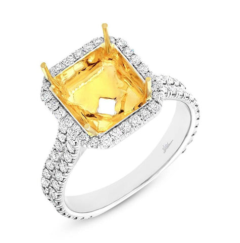 0.80 Ctw 18k Two-tone Gold Diamond Semi-mount Ring
