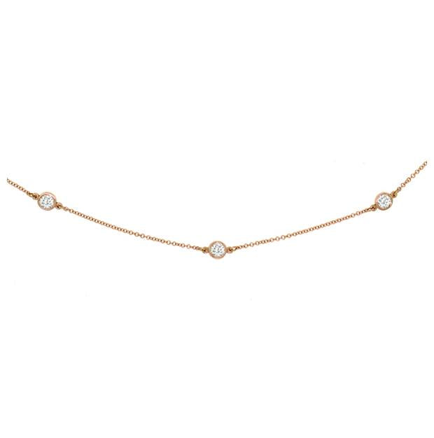 1.08 Ctw 14k Rose Gold 18" Diamonds By The Yard Chain