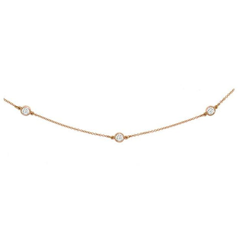 1.08 Ctw 14k Rose Gold 18" Diamonds By The Yard Chain