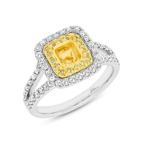 0.67 Ctw 18k Two-tone Gold Natural Yellow Diamond Semi-mount Ring Size 6.5