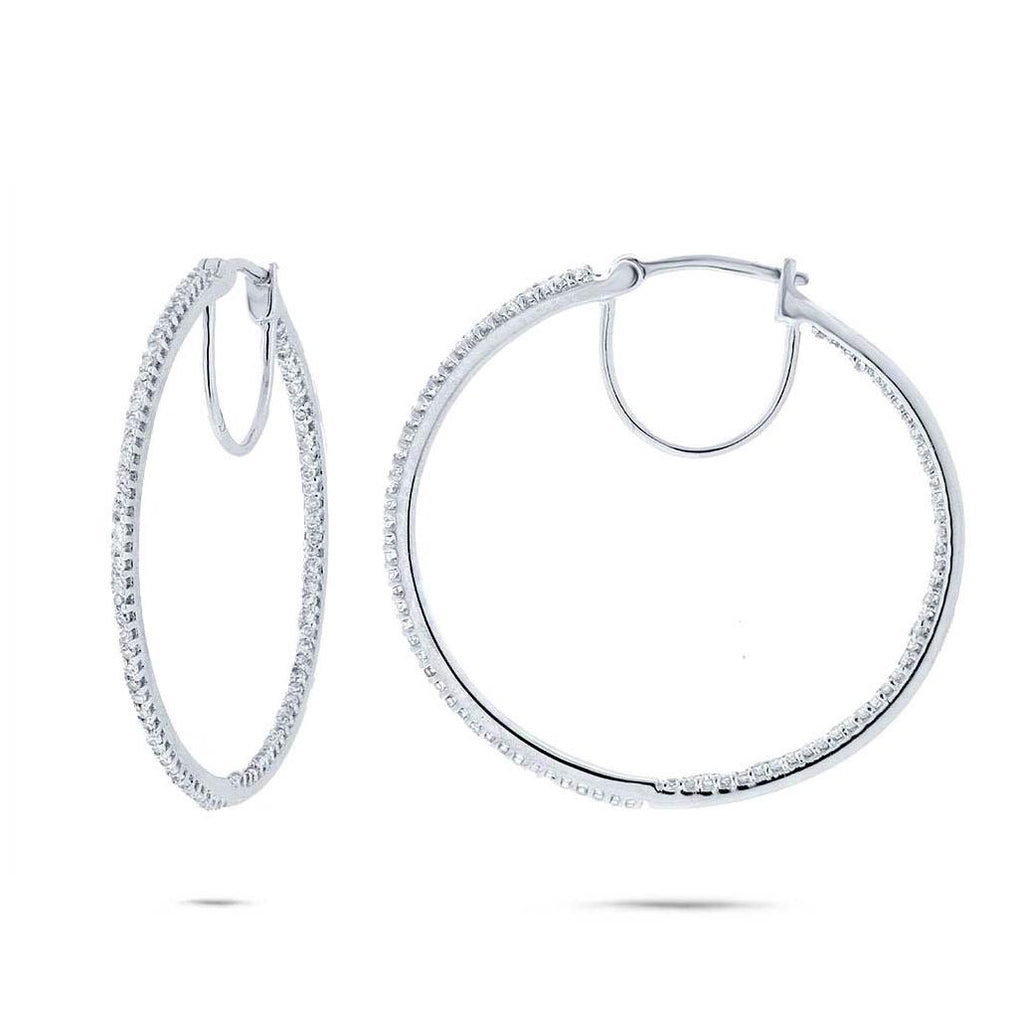 0.50 Ctw 14k White Gold Diamond Hoop Earring