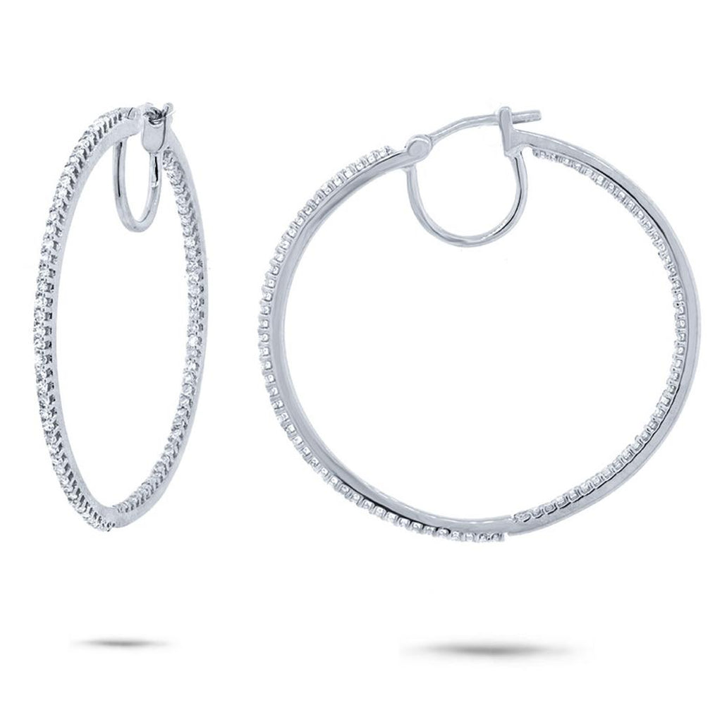 0.50 Ctw 14k White Gold Diamond Hoop Earring