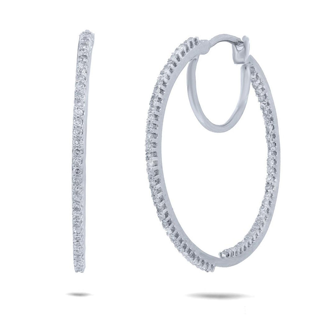 0.40 Ctw 14k White Gold Diamond Hoop Earring