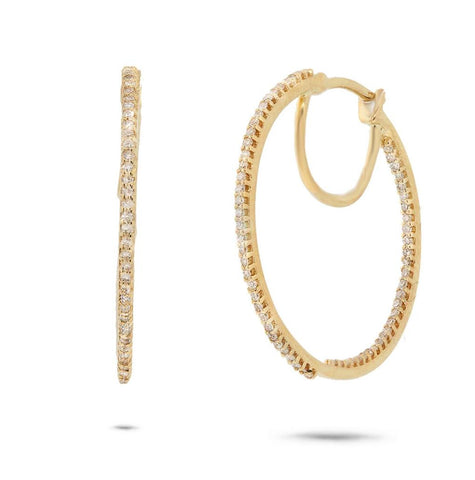 0.40 Ctw 14k Rose Gold Diamond Hoop Earring