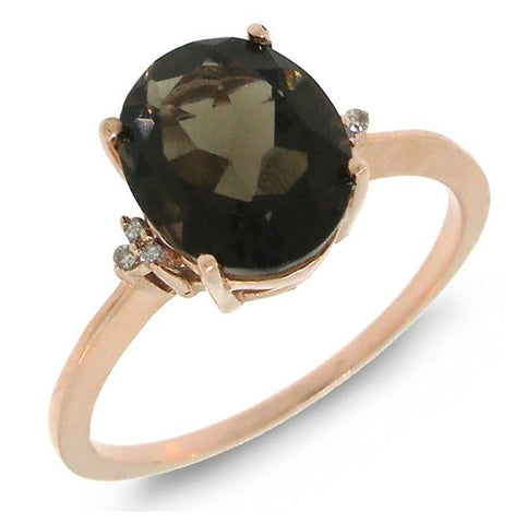 2.17 Ctw 14k Rose Gold Diamond And Smokey Topaz Ring