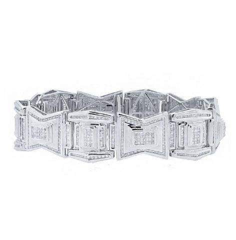 6.00 Ctw 14k White Gold Diamond Mens Bracelet