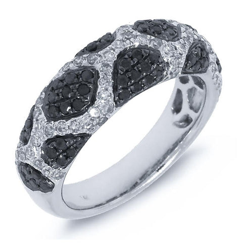 1.00 Ctw 14k White Gold Black And White Diamond Ring