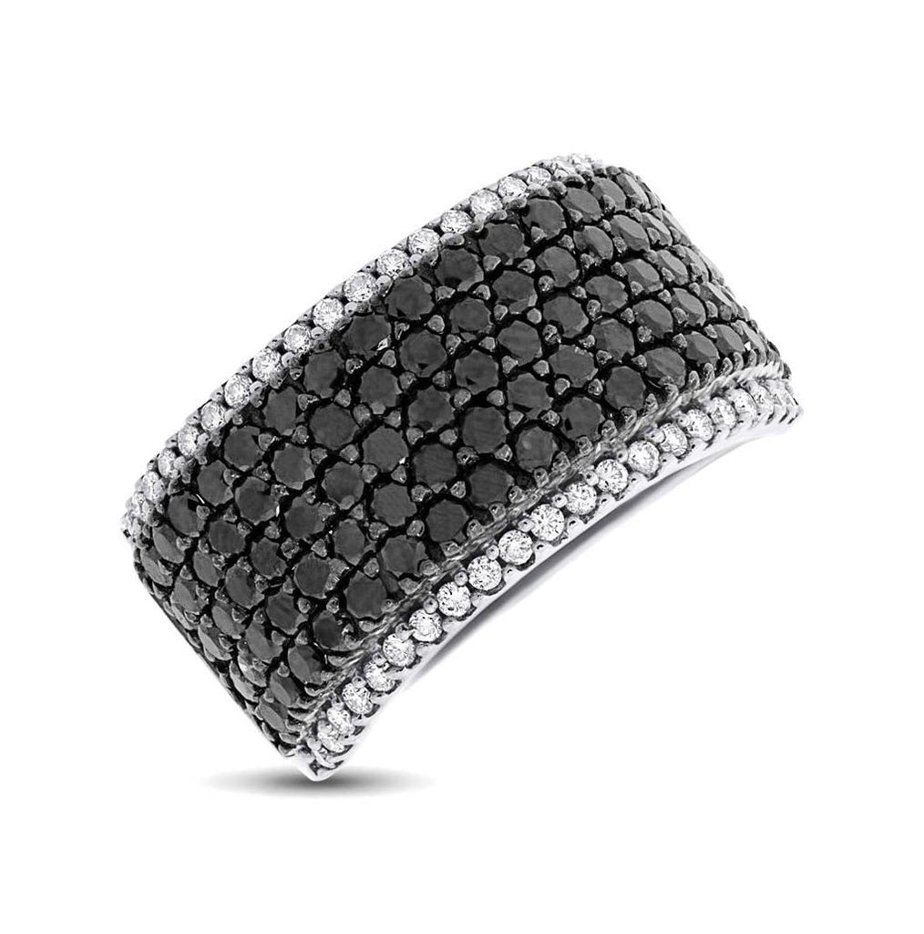 2.60 Ctw 14k White Gold Black And White Diamond Pave Ring