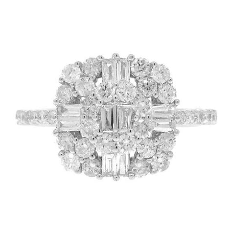 1.12 Ctw 18k White Gold Diamond Womens Ring