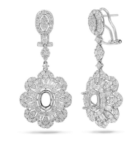 4.18 Ctw 18k White Gold Diamond Semi-mount Earring