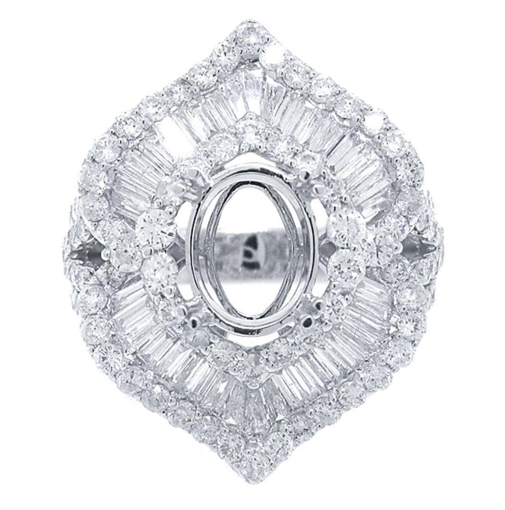 2.75 Ctw 18k White Gold Diamond Semi-mount Ring Size 8