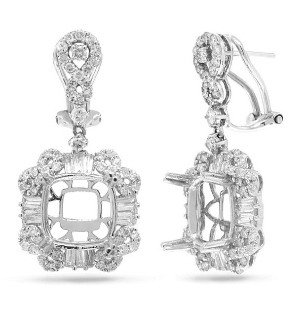 1.84 Ctw 18k White Gold Diamond Semi-mount Earring