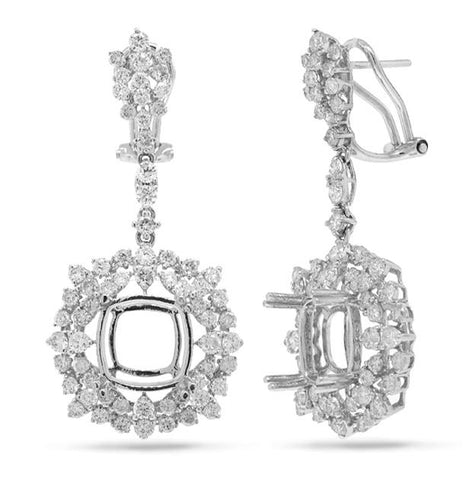 3.17 Ctw 18k White Gold Diamond Semi-mount Earring