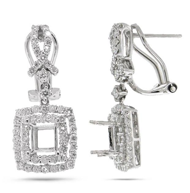 1.55 Ctw 18k White Gold Diamond Semi-mount Earring