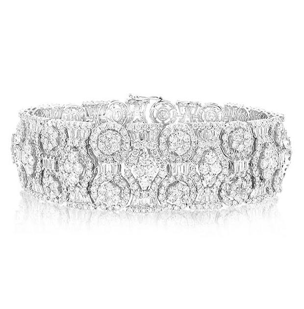 20.14 Ctw 18k White Gold Diamond Womens Bracelet