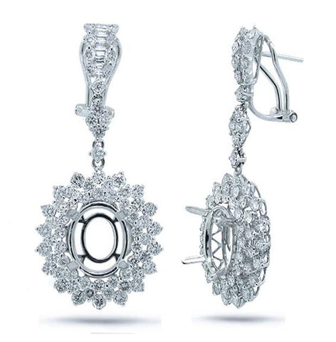 4.14 Ctw 18k White Gold Diamond Semi-mount Earring