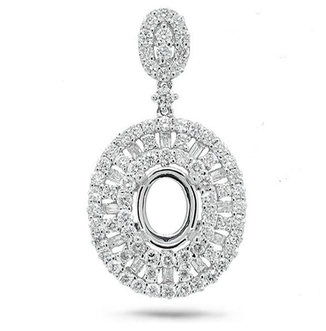 1.43 Ctw 18k White Gold Diamond Semi-mount Pendant Necklace With 18 Inch Chain