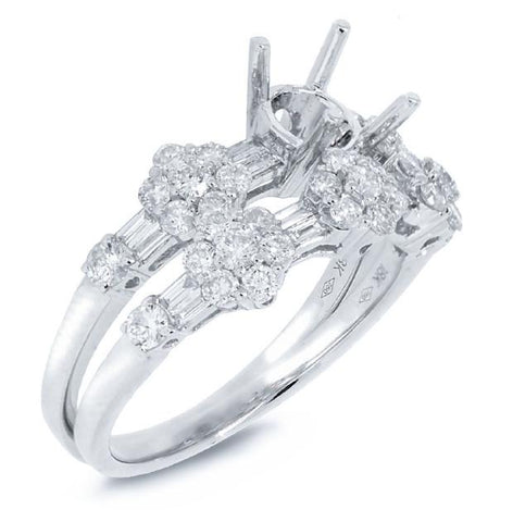 1.21 Ctw 18k White Gold Diamond Semi-mount Ring 2-pc