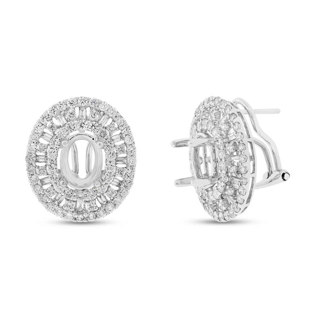 2.18 Ctw 18k White Gold Diamond Semi-mount Earring