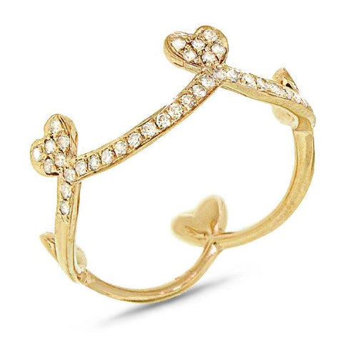 0.23 Ctw 14k Yellow Gold Diamond Heart Crown Ring
