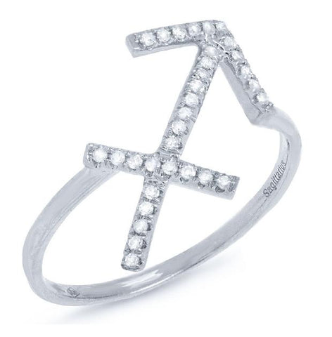0.13 Ctw 14k White Gold Diamond Zodiac Sagittarius Ring