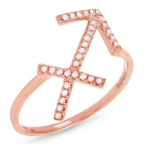 0.13 Ctw 14k Rose Gold Diamond Zodiac Sagittarius Ring