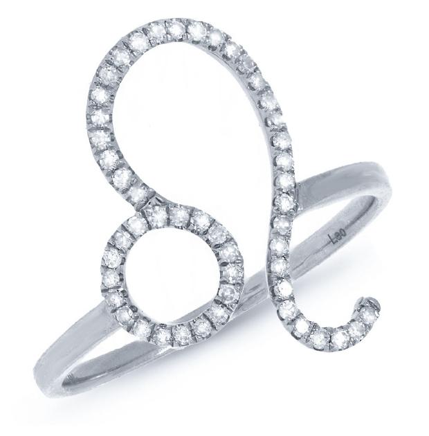 0.17 Ctw 14k White Gold Diamond Zodiac Leo Ring