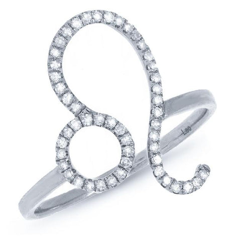 0.17 Ctw 14k White Gold Diamond Zodiac Leo Ring