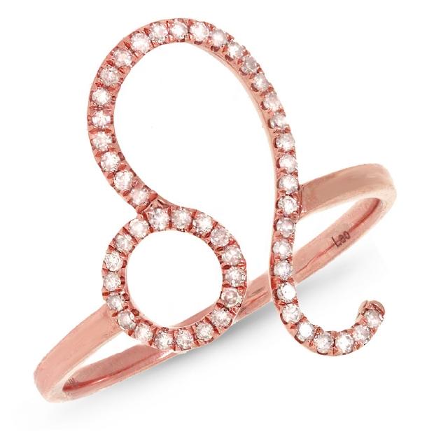 0.17 Ctw 14k Rose Gold Diamond Zodiac Leo Ring