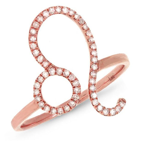 0.17 Ctw 14k Rose Gold Diamond Zodiac Leo Ring