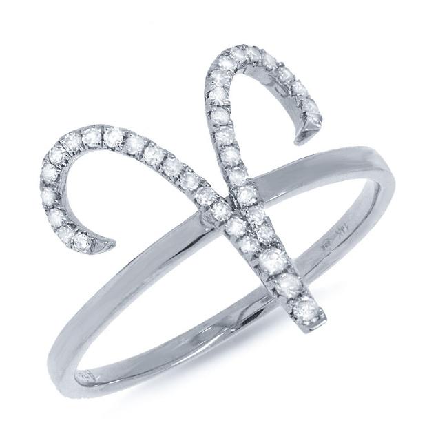 0.17 Ctw 14k White Gold Diamond Zodiac Aries Ring