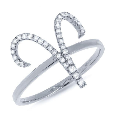 0.17 Ctw 14k White Gold Diamond Zodiac Aries Ring
