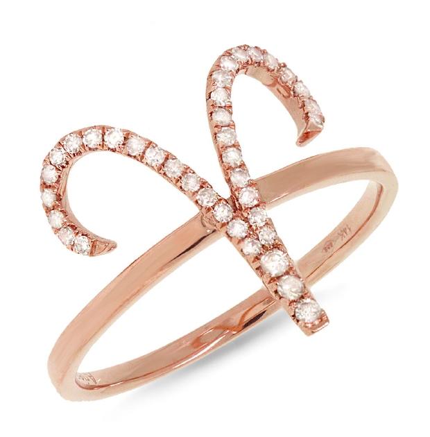 0.17 Ctw 14k Rose Gold Diamond Zodiac Aries Ring