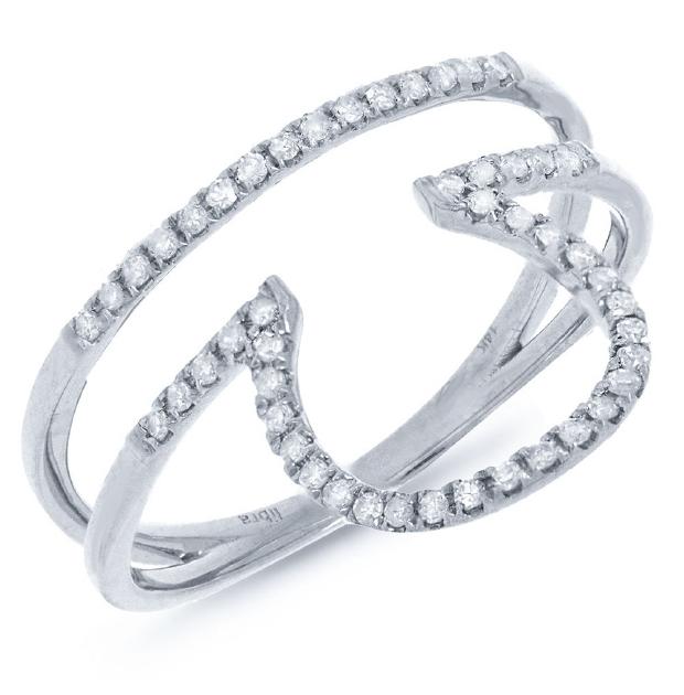 0.19 Ctw 14k White Gold Diamond Zodiac Libra Ring