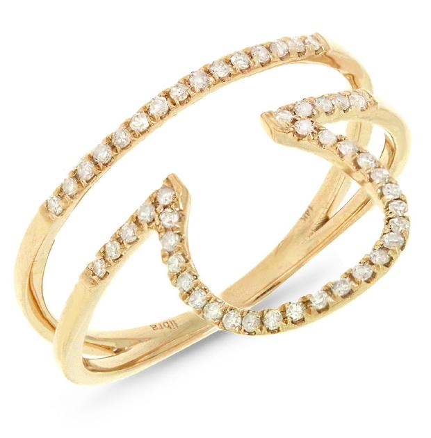 0.19 Ctw 14k Yellow Gold Diamond Zodiac Libra Ring
