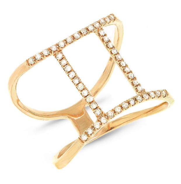0.18 Ctw 14k Yellow Gold Diamond Zodiac Gemini Ring