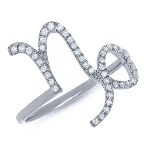0.19 Ctw 14k White Gold Diamond Zodiac Capricorn Ring
