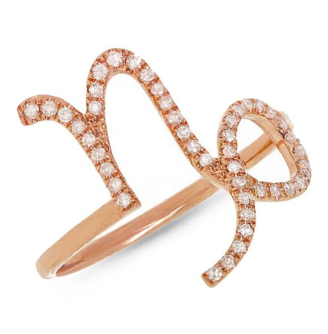0.19 Ctw 14k Rose Gold Diamond Zodiac Capricorn Ring