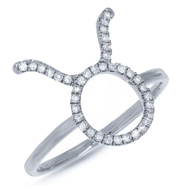 0.16 Ctw 14k White Gold Diamond Zodiac Taurus Ring