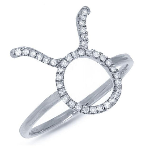0.16 Ctw 14k White Gold Diamond Zodiac Taurus Ring