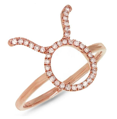0.16 Ctw 14k Rose Gold Diamond Zodiac Taurus Ring