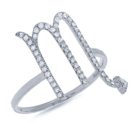 0.21 Ctw 14k White Gold Diamond Zodiac Scorpio Ring