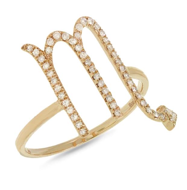 0.21 Ctw 14k Yellow Gold Diamond Zodiac Scorpio Ring