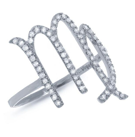 0.26 Ctw 14k White Gold Diamond Zodiac Virgo Ring